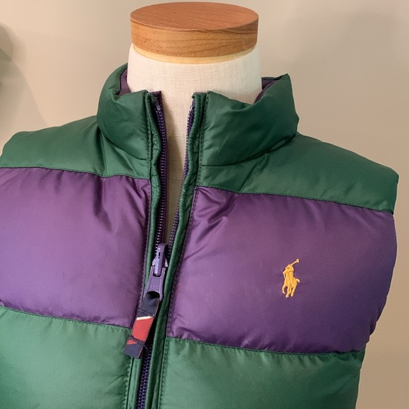 Ralph Lauren Polo Reversible Down Feather Puffer Vest, Purple & Green, Size 6X - Picture 16 of 16